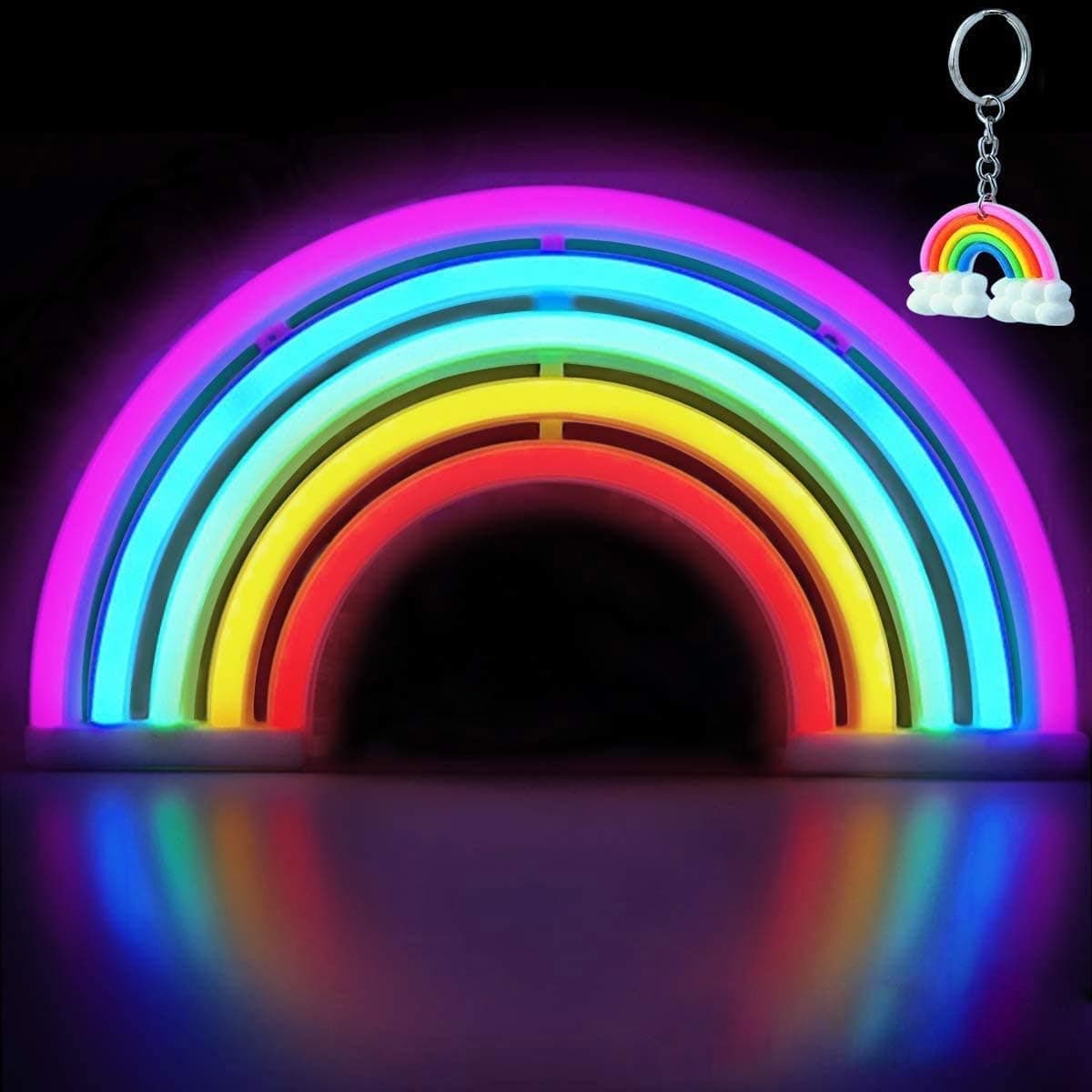XIYUNTE Neon Rainbow Light, Led Rainbow Neon Light for Wall Decor, USB or Battery Powered Rainbow Neon Sign for Bedroom, Cute Colorful Rainbow Led Sign for Girls Room, Dorm, Party, Wedding