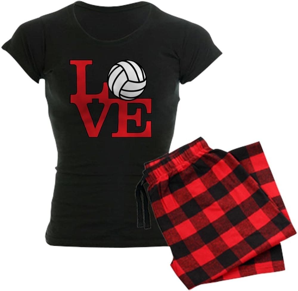CafePress Volleyball Love Red Women's Dark Women's PJs
