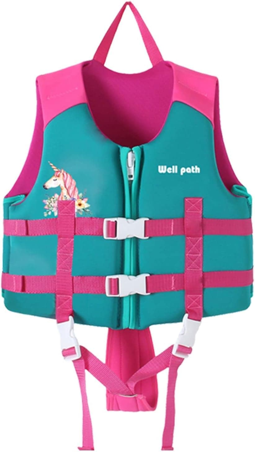 Kids Swim Vest Life Jacket for 2-9 Years, Floaties for Unisex Toddlers Head Protection Swim Trainer Vest with Emergency Whistle & Adjustable Safety Strap