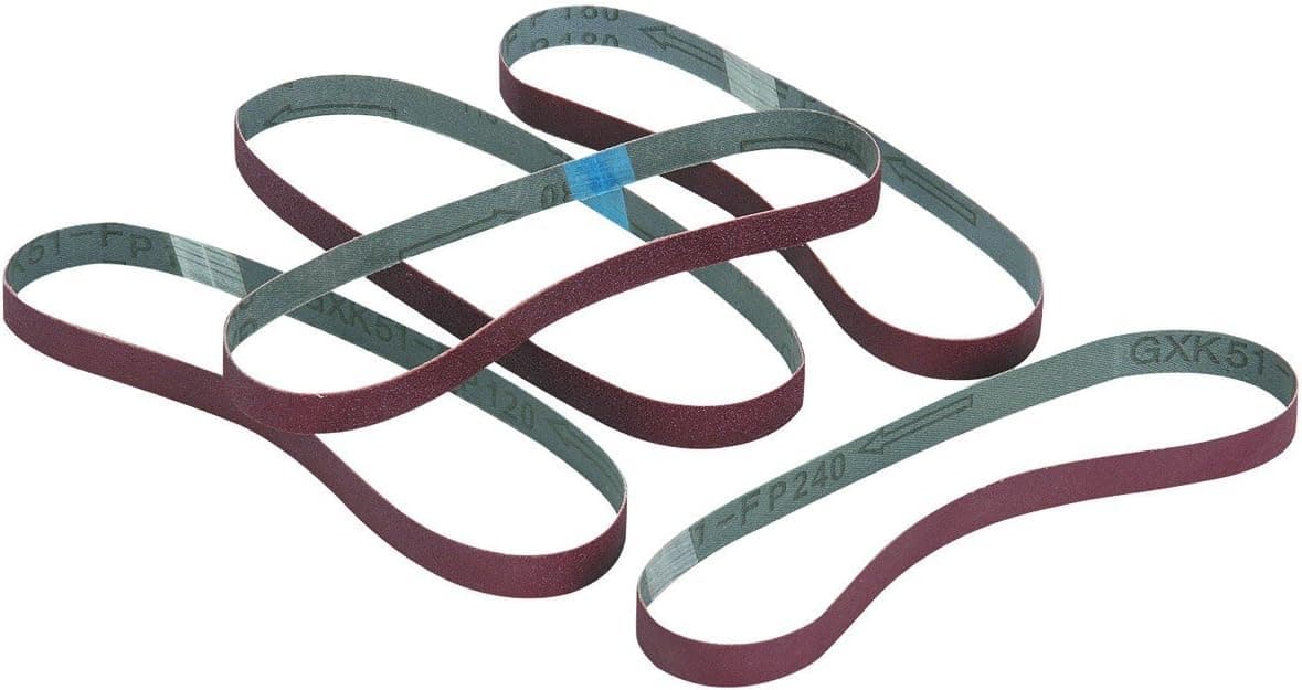 1/2 in. x 18 in. Sanding Belt Assorted Set 5 Pc