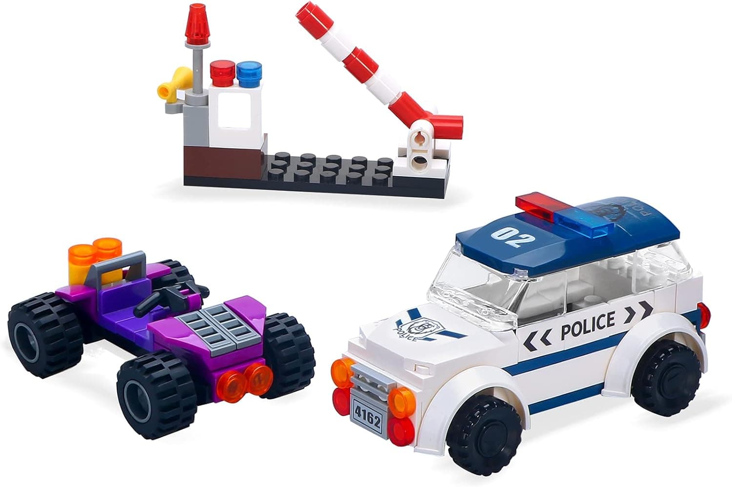 Boys Police Car Set Building Kit, Police Car and Bandit Car, 2 Mini Dolls Police and Bandit, Building Blocks Building Bricks Set, 166pcs