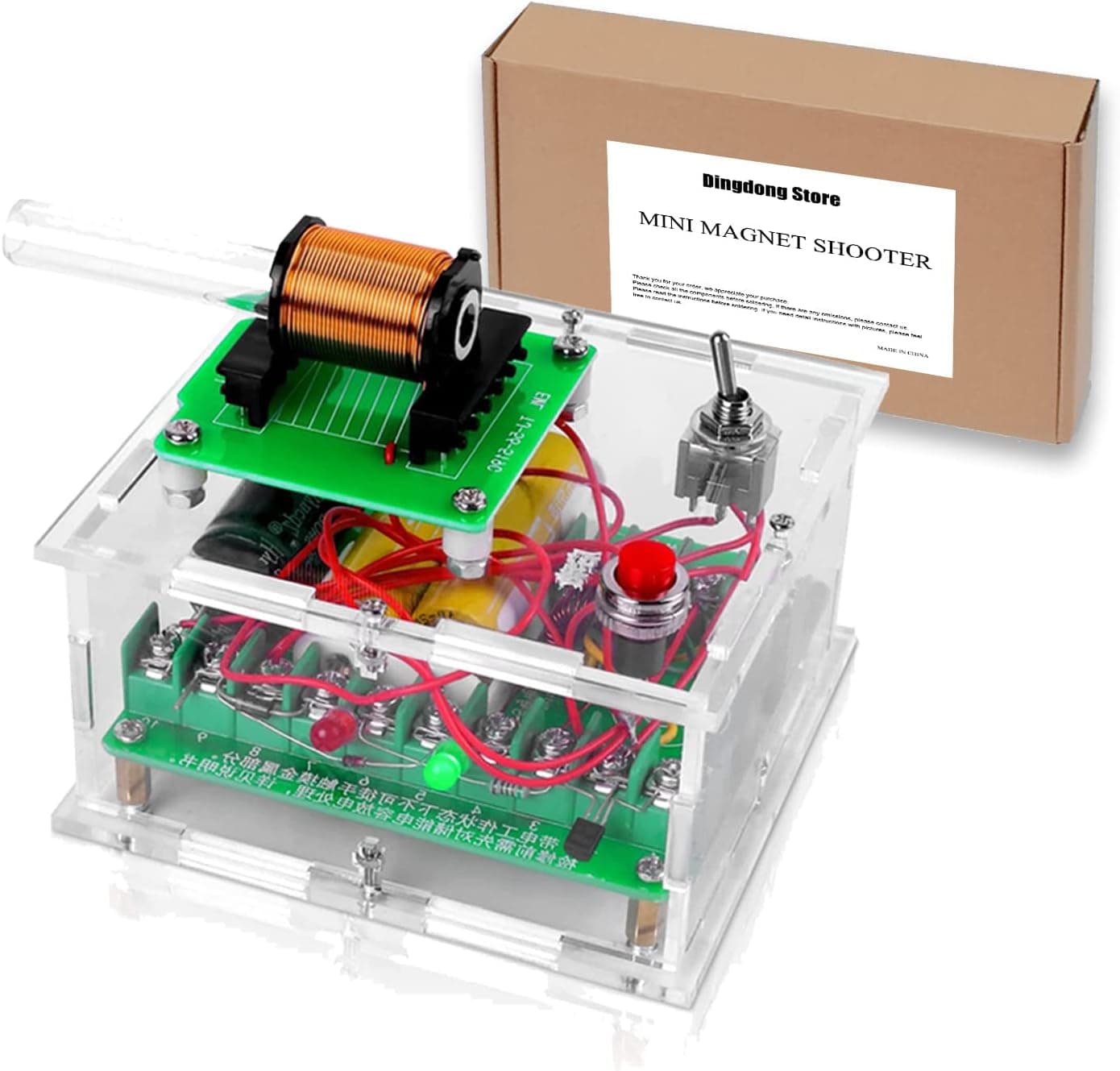 Soldering Practice Kit Electronic Mini Magnet Shooter DIY Kit Coil Gun Toy Kit Fun Soldering Project Kit for Parent and Child Dingdong Store