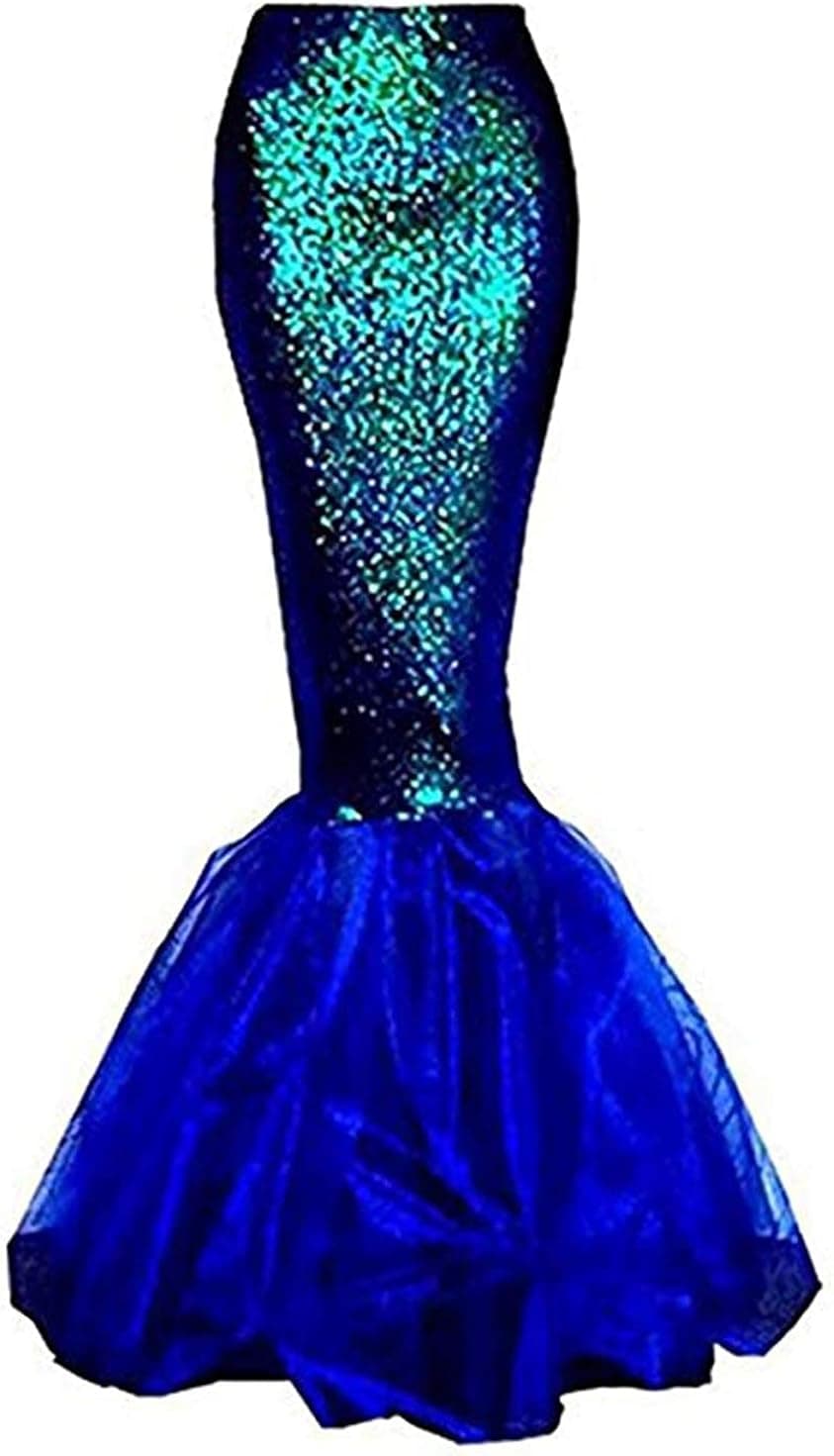 Womens Sexy Mermaid Halloween Costume Fancy Party Sequins Maxi Dress Tail Skirt