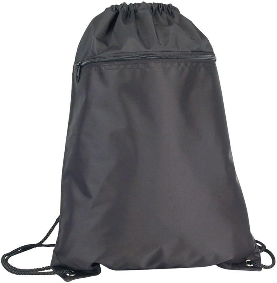 Drawstring Sack Bag, Gym Bag (Red, Yellow, Royal, Pink, Navy, Black) (Pack of 1, Black)