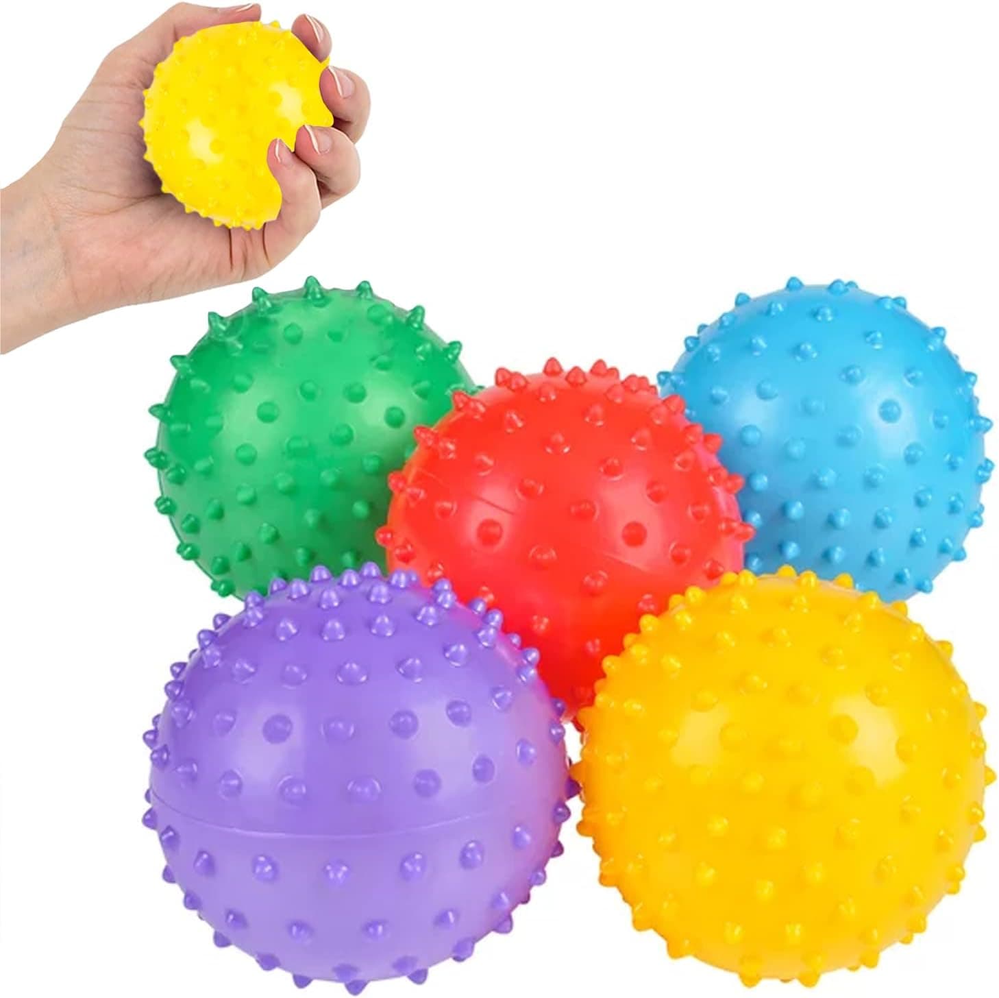 The Dreidel Company Inflated Bouncing Knobby Balls, Assorted Colors, 3" (12-Pack)