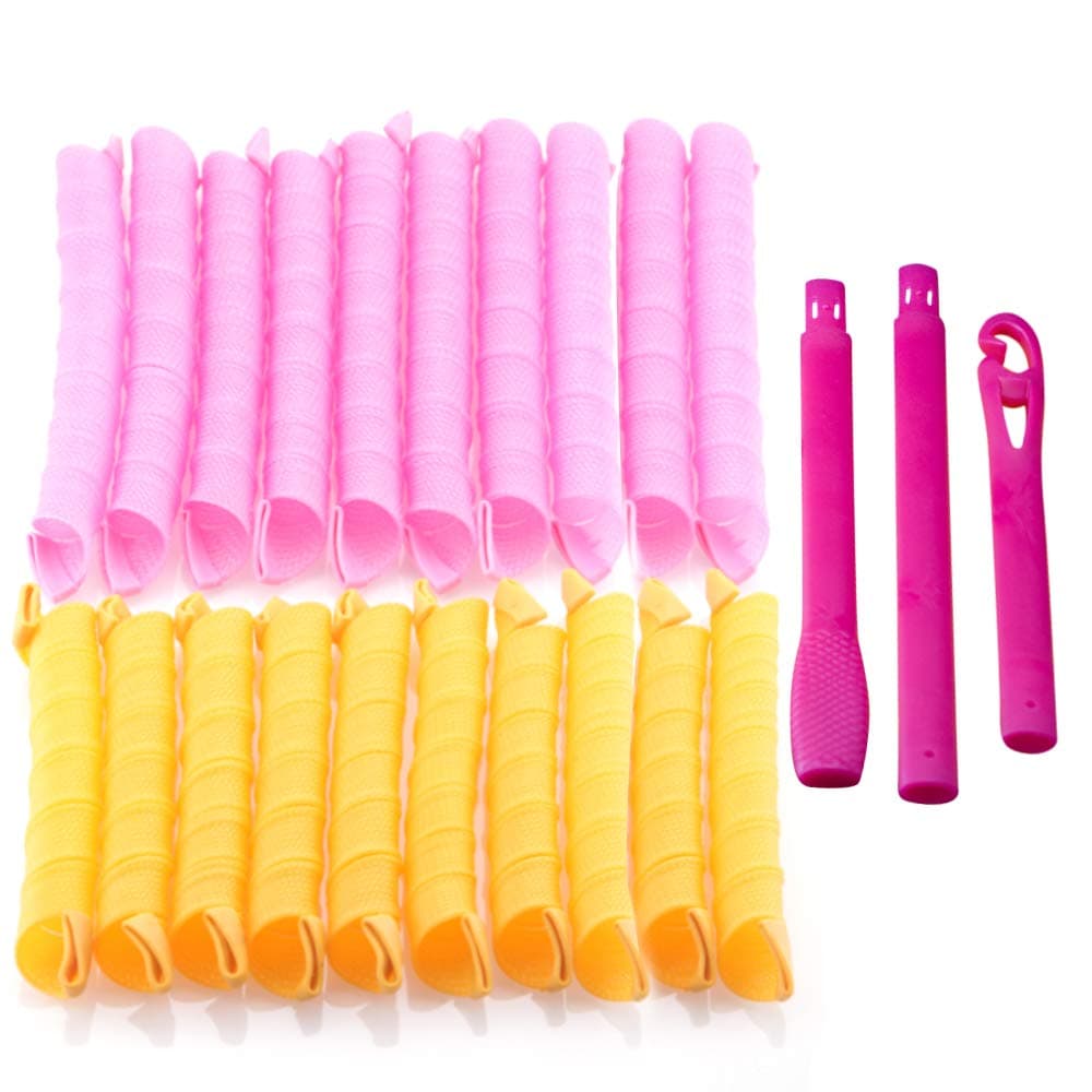 DIY Magic Hair Curlers -No Heat Spiral Curls Hair Curlers Rollers & 20PCS Magic Hair Rollers with 1 Styling Hook & for Long Hair up to 22" (45+55cm 1set)