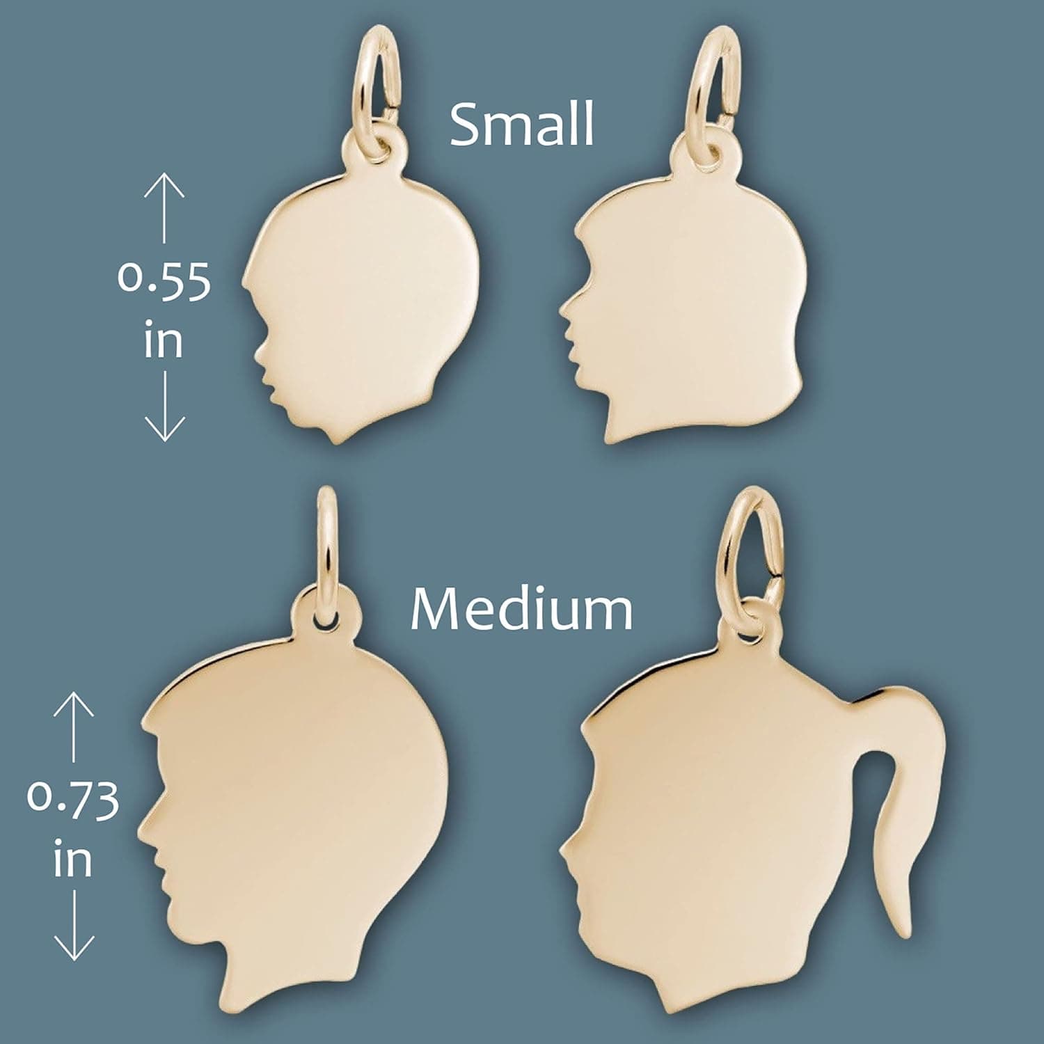 Rembrandt Charms, Small Boy Silhouette, 10K Yellow Gold, Engravable
