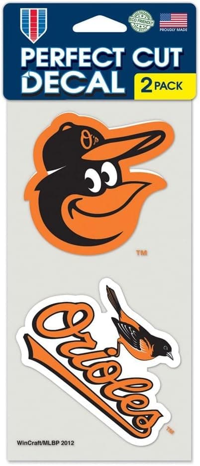 WinCraft MLB Baltimore Orioles Perfect Cut Decal (Set of 2), 4" x 4"
