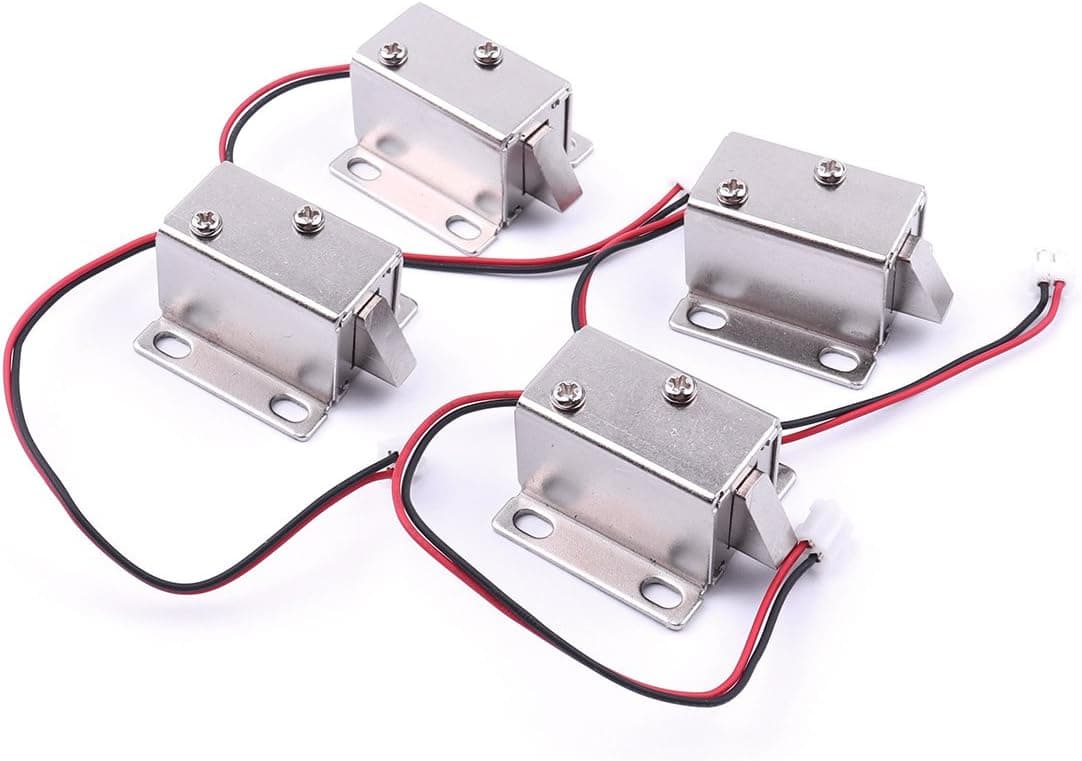 ATOPLEE Electromagnetic Solenoid Lock,4pcs Mini DC 12V 0.43A Door Drawer Tongue Down Slim Design Assembly Magnetic Lock for Cabinet Door Drawer,27X29X18mm