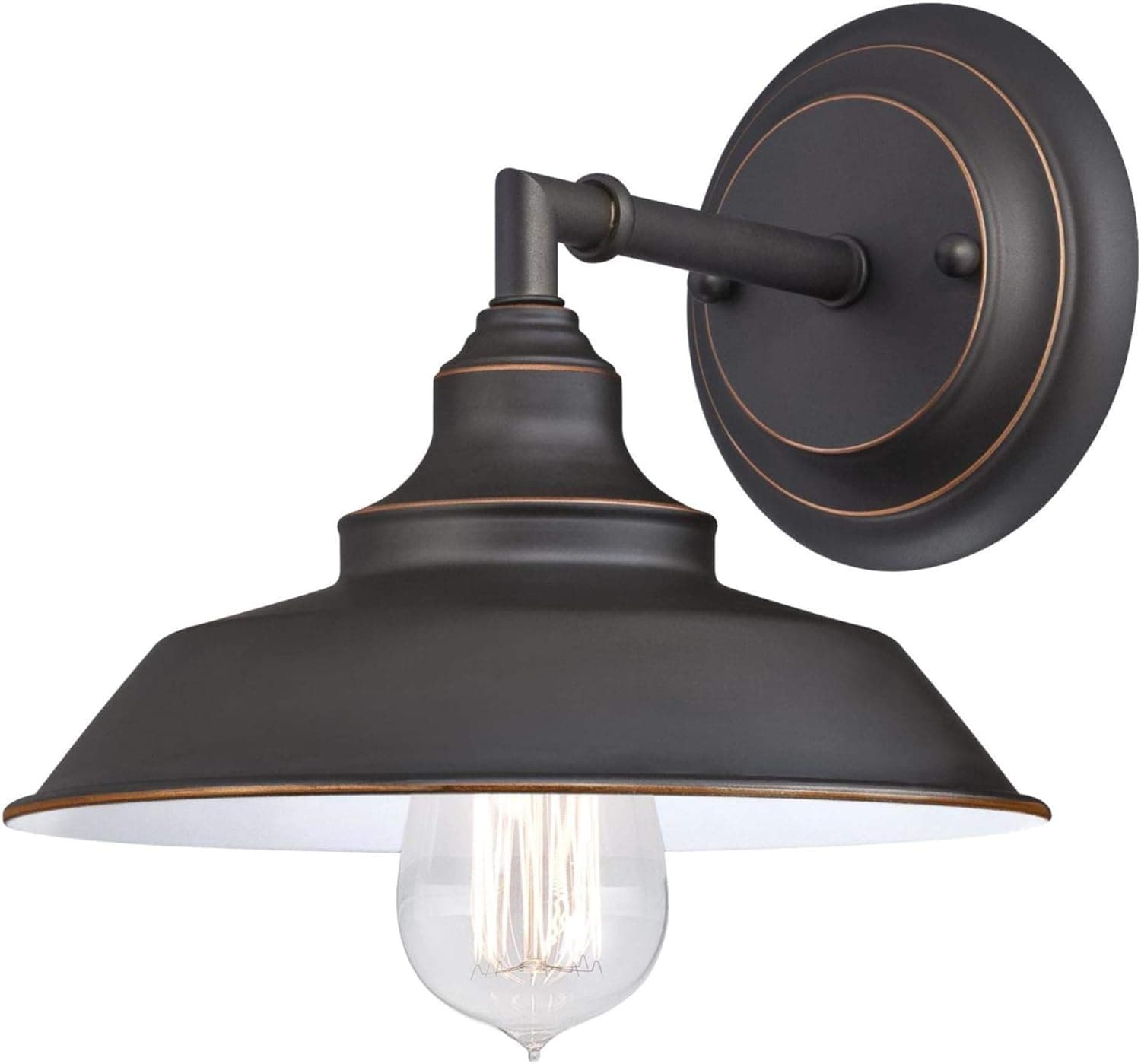 Westinghouse Lighting 6343500 Iron Hill Wall Fixture, 1-Light Sconce, Oil Rubbed Bronze/White