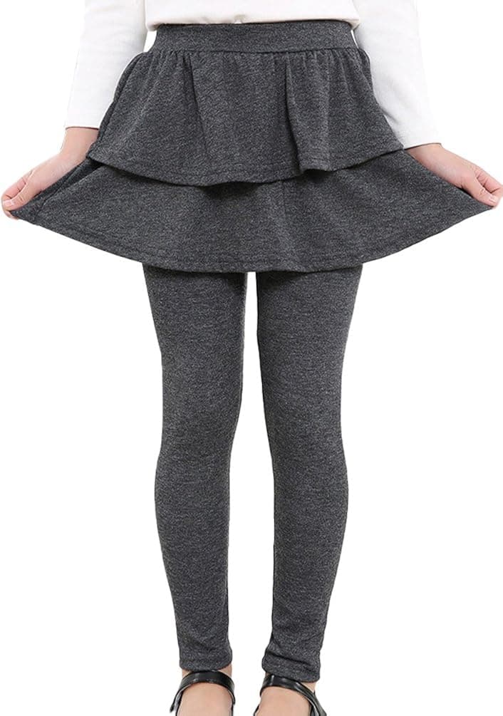 BOGIWELL Kids Girls Autumn Cotton Stretch Leggings with Ruffle Tutu Skirt