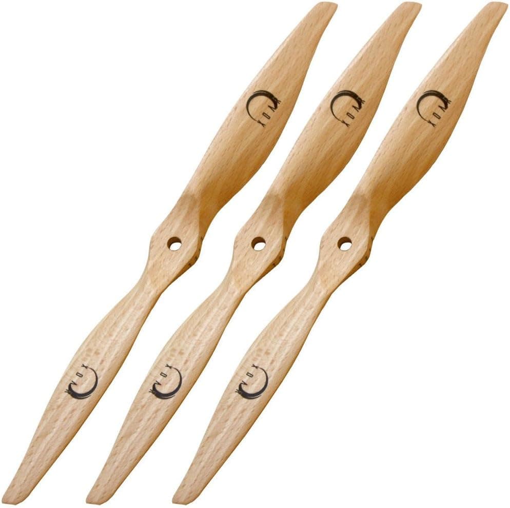 XOAR PJN 10x8 (3 pcs) Electric RC Airplane Propeller. 3-Pack 10 Inch 2 Blade Wood Prop for Electric Motor