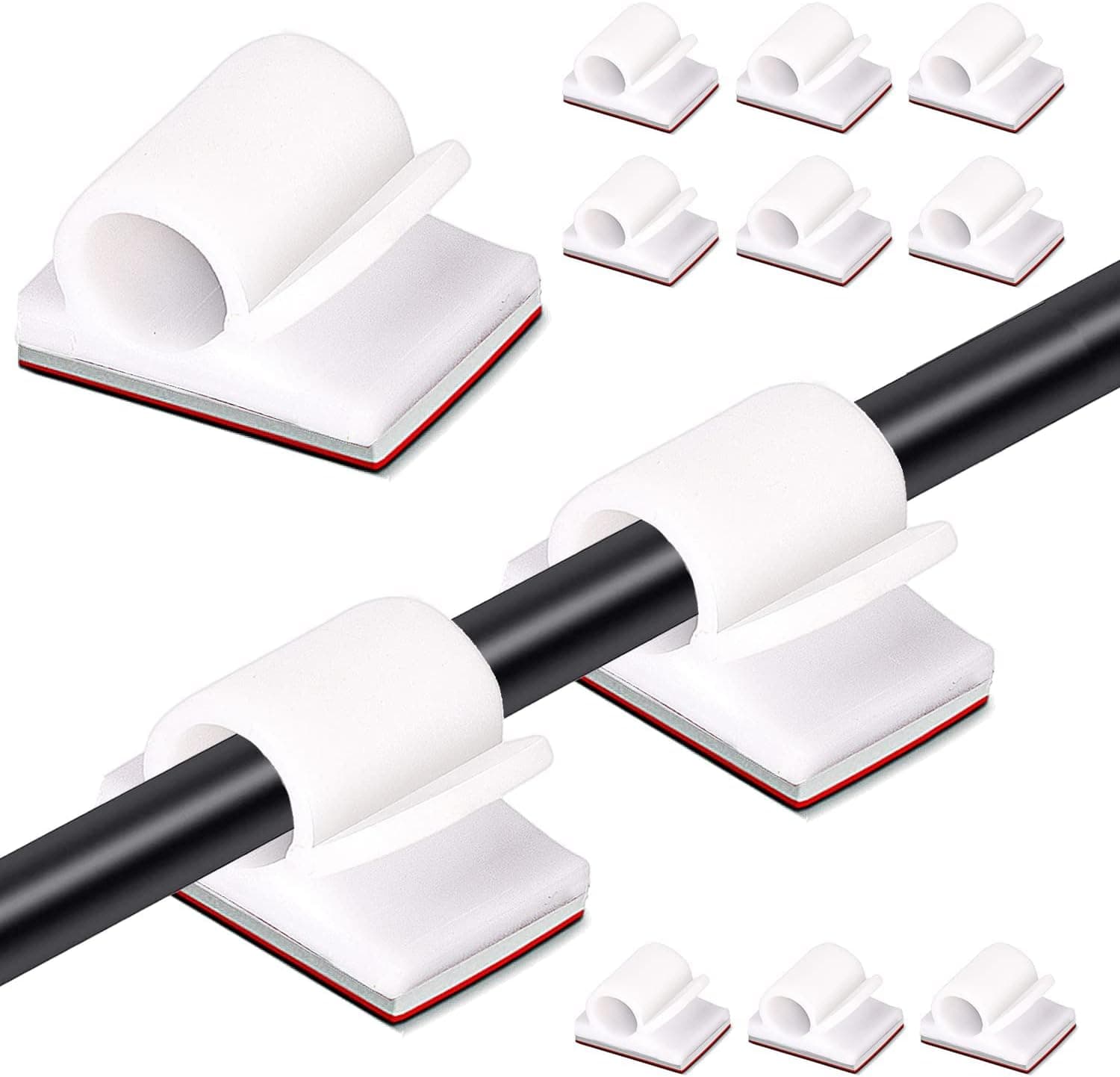 Dekukar Adhesive Cable Clips with Storage Case, 40Pcs USB HDMI Ethernet Wire Clip, Electric Wires Holder Tidy Hooks for Desk, Wall, PC, Dash Cam, Christmas Fairy Light Indoor Outdoor Light Clips