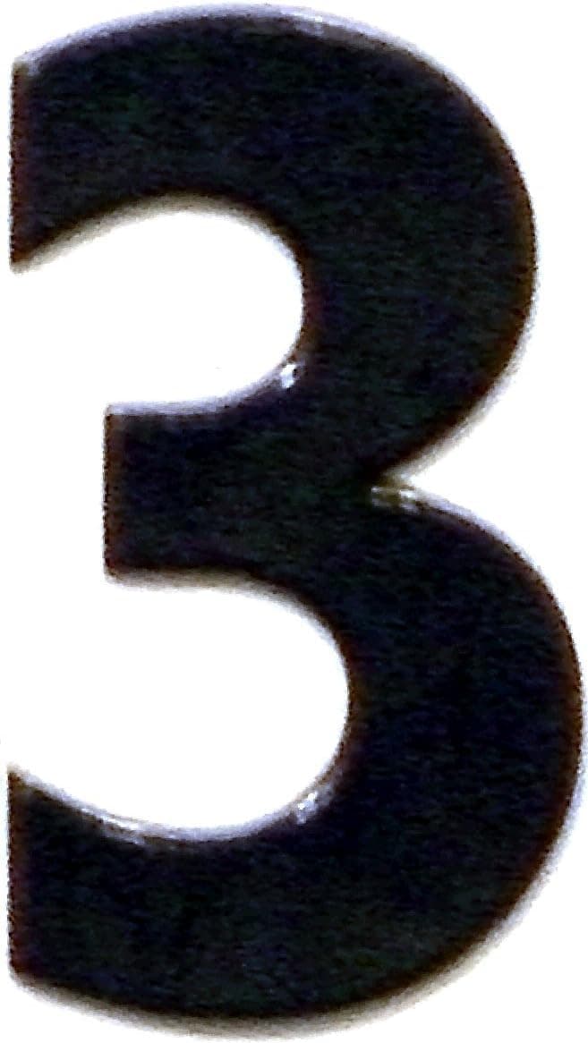 NumbersAndLetters - Bold Black Thick Outdoor Adhesive Reflective Mailbox Number or House Number - Single Digit Number 3 - Size - 2 Inch - 1/16 Inch thick