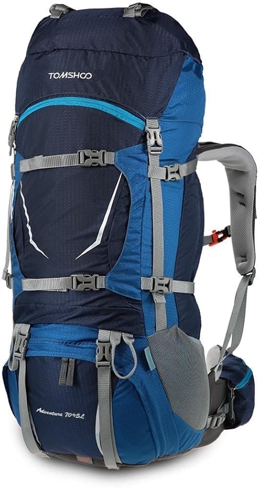 TOMSHOO 75L Hiking Backpack Internal Frame Backpack Trekking Rucksacks Outdoor Sports Waterproof with Rain Cover for Climbing Camping Hiking Travel Mountaineering