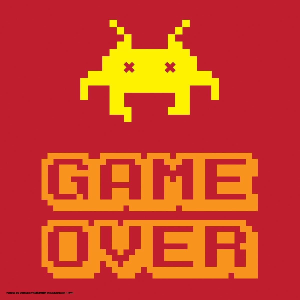 Culturenik Game Over Classic Video Game Humor Novelty College Lifestyle Decorative Art Print (Unframed 12x12 Poster)