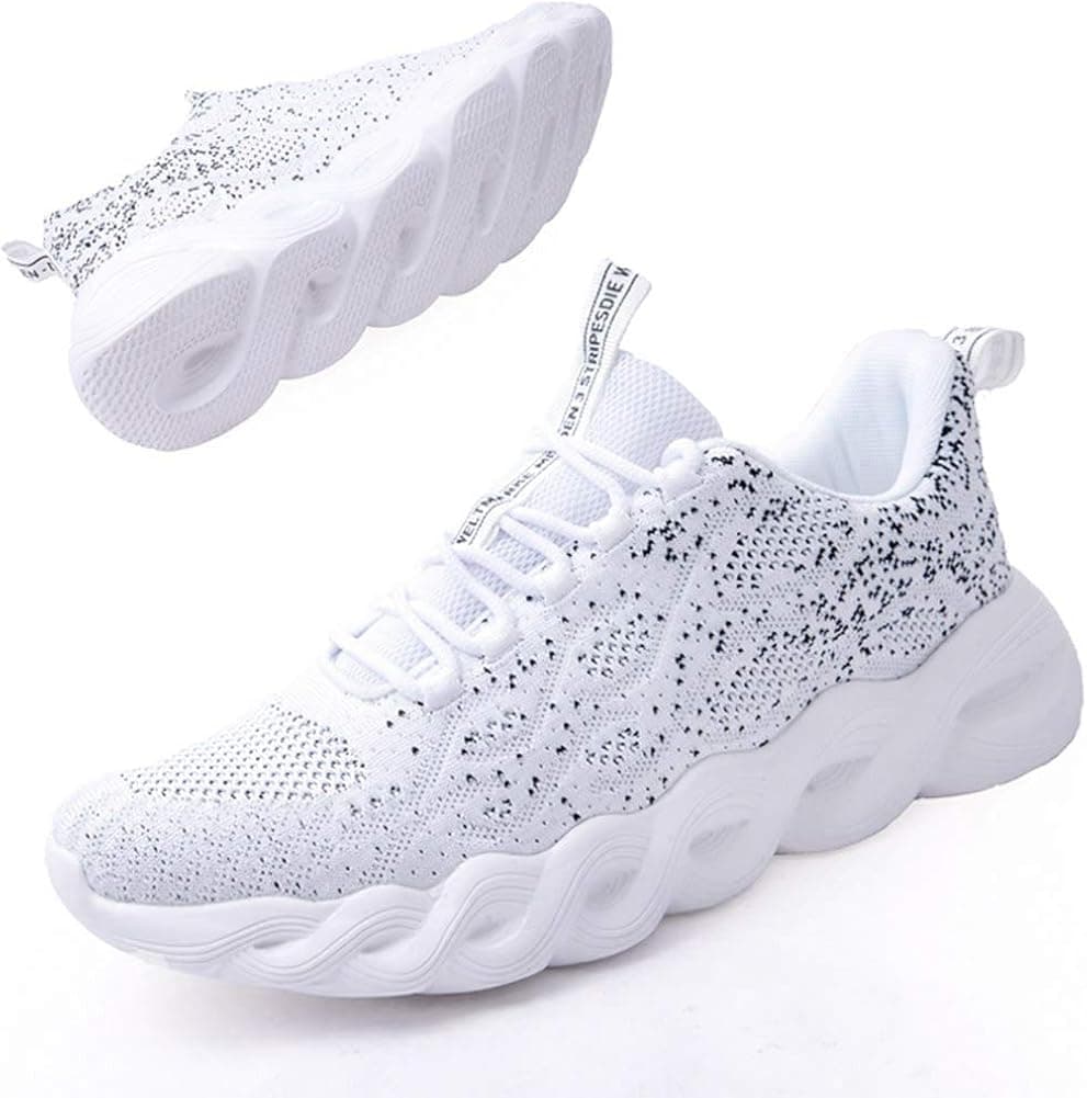 Git-up Running Shoes for Men Women Lightweight Sneakers Breathable Knit Athletic Multi-Function Sports Shoes Fashion46WHITE