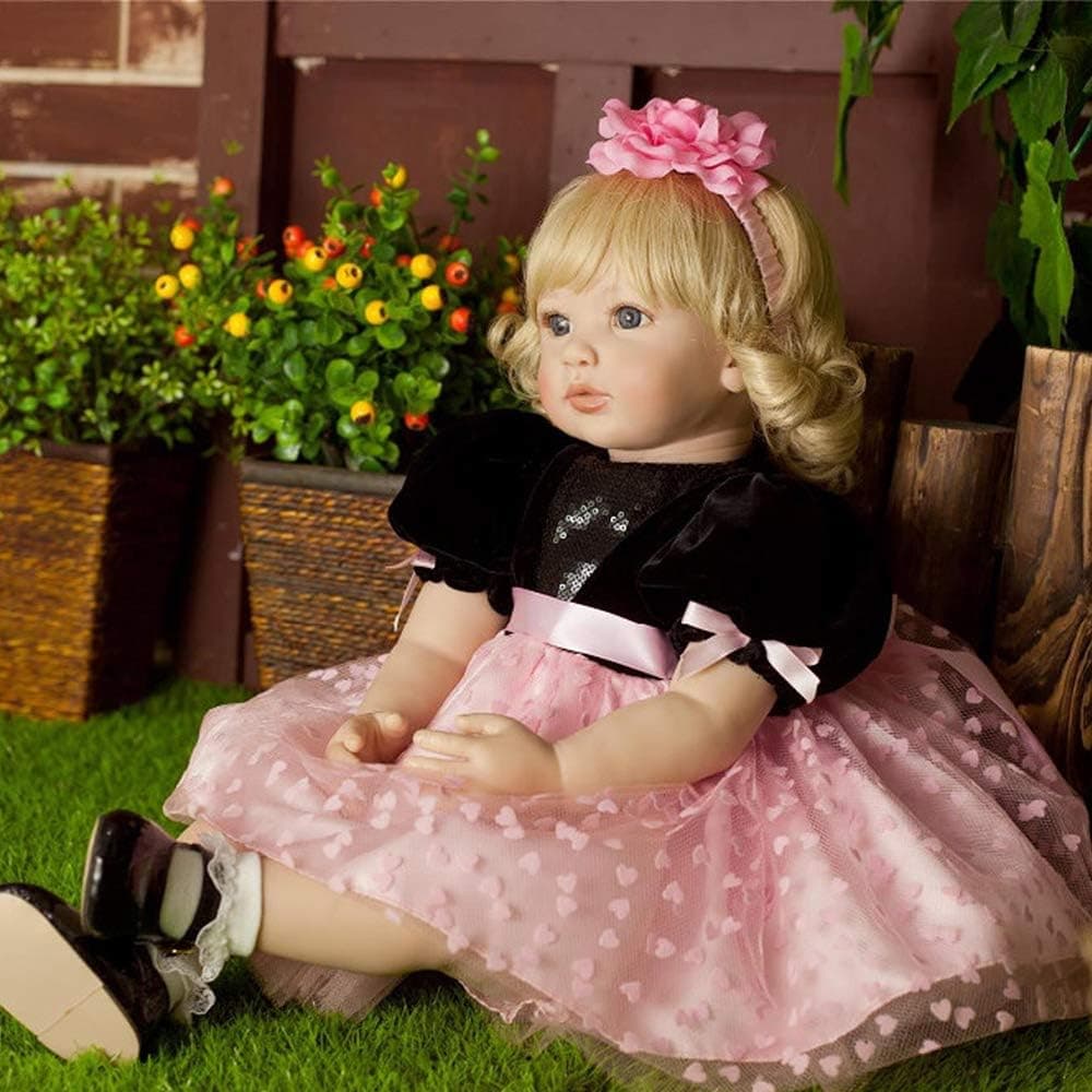 Pinky Realistic Looking 22 inch 55cm Reborn Baby Dolls Soft Silicone Dolls Lifelike Princess Girl Toddler Doll Toy