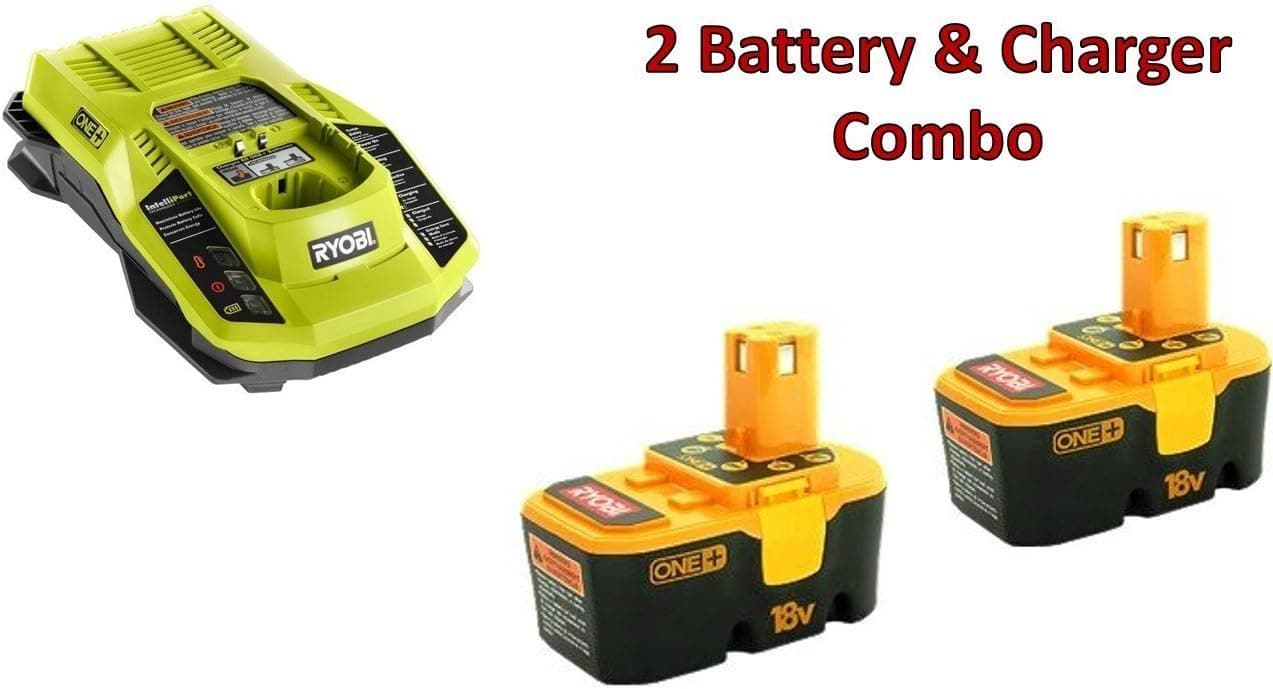 Ryobi (2 Pack) P100 One+ 18v 1.5Ah Batteries & (1) P111 Slow Charger # 130224028-2BC-140106001