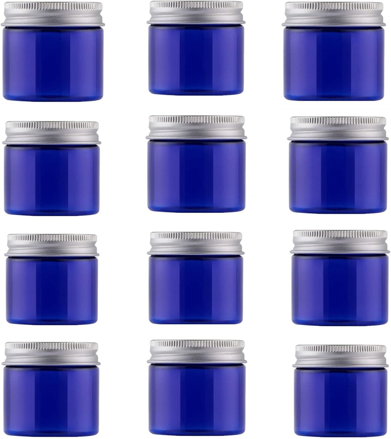 Blue 2 oz PET Jar w/aluminum cover with PVC mat 12pk Mini Jar