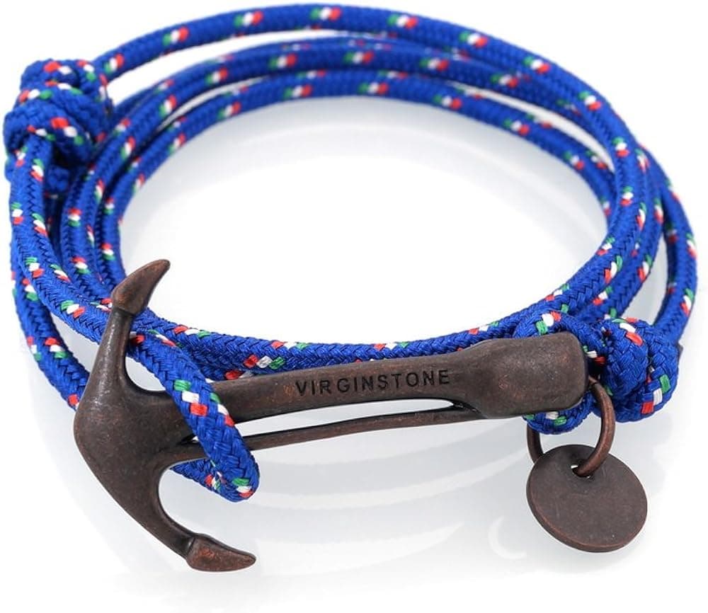 VIRGINSTONE Brass Aging Finished Ghost Anchor On Colorful Nylon Paracord Ropes Bracelets