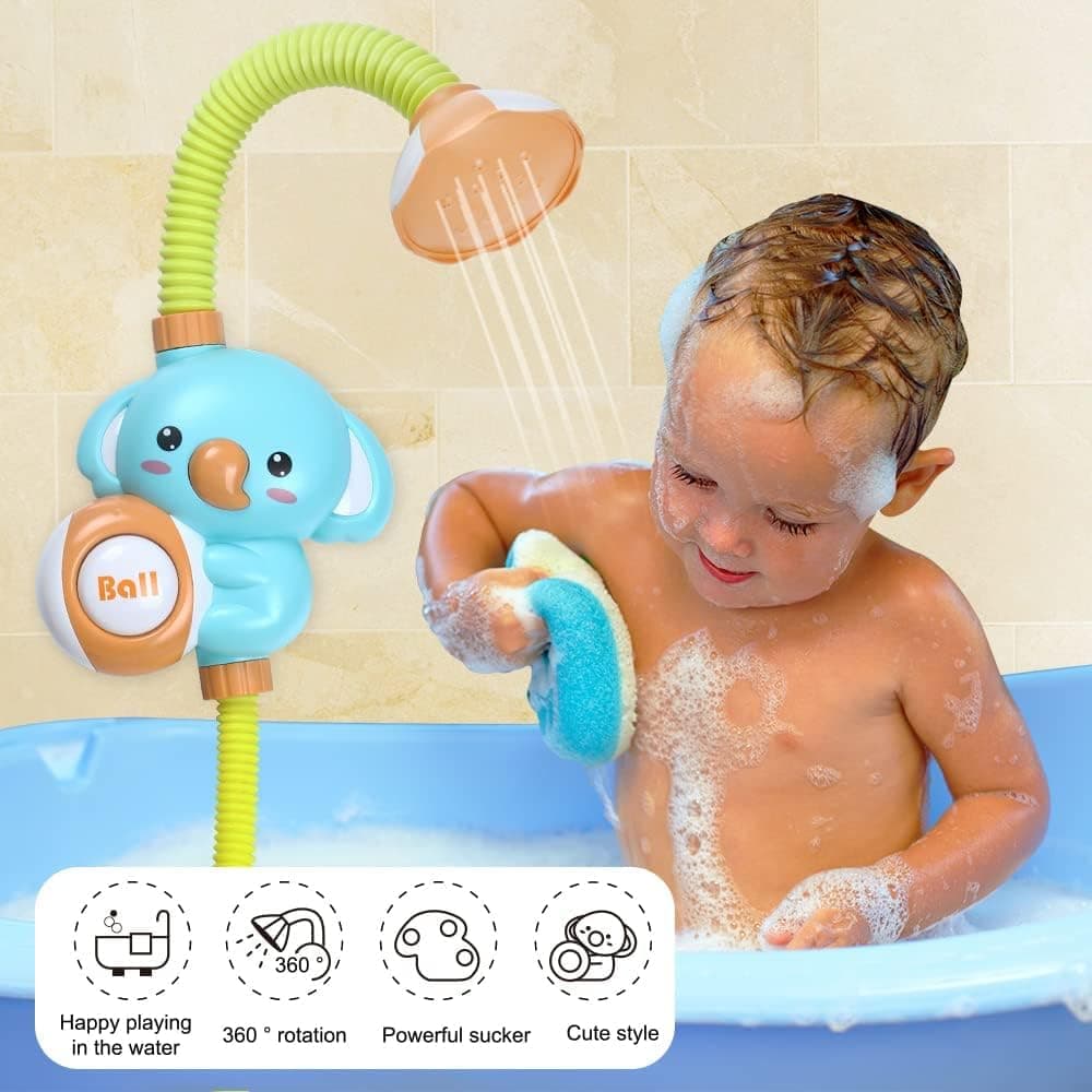Cute Pink Blue Koala Baby Bath Toy Shower Head for Tub Electric Automatic Water Spray Toy Best Gift for 3 Months up Boys Girls (Blue Koala)