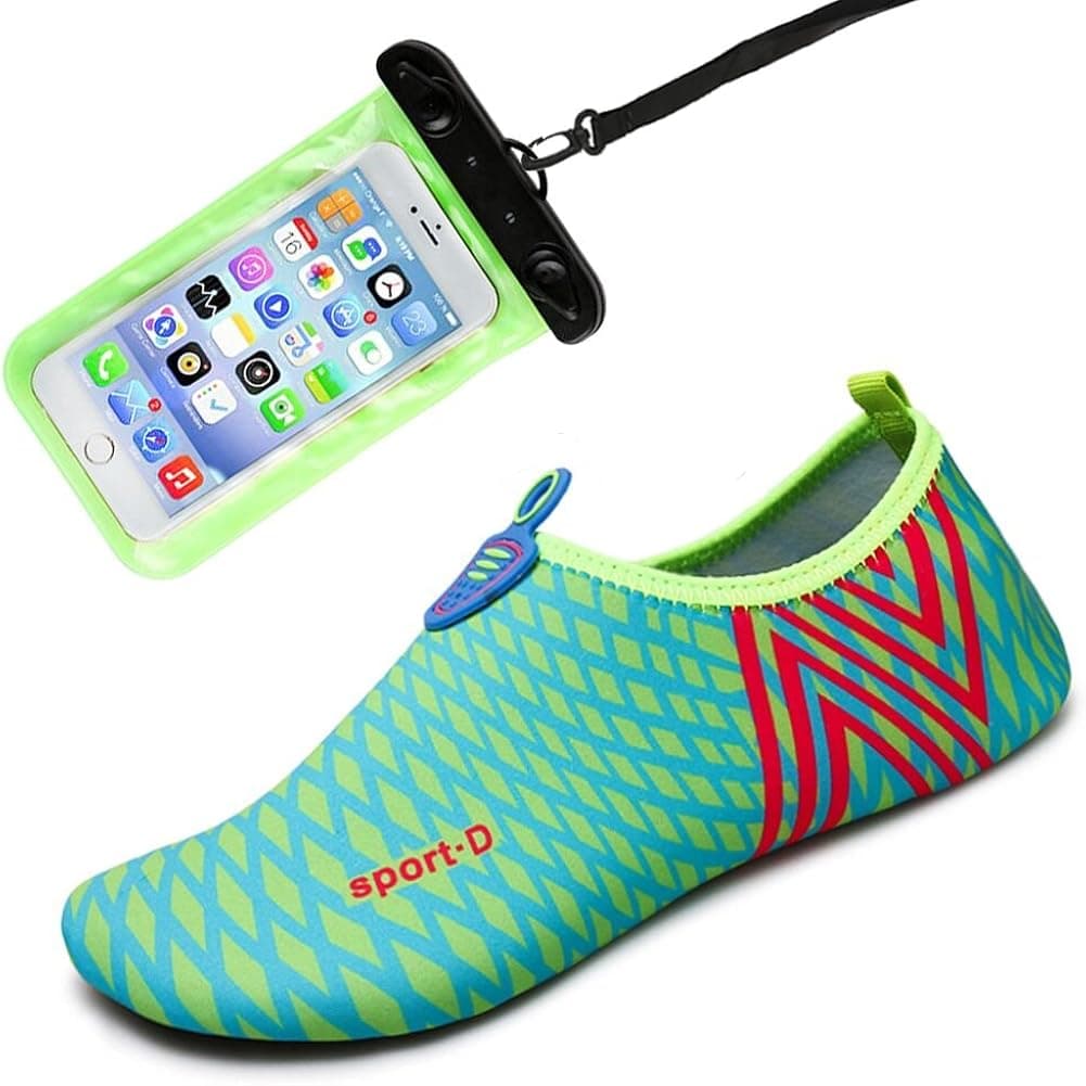 Womens and Mens Water Shoes Barefoot Quick-Dry Aqua Socks for Beach Swim Surf Yoga Exercise(Lake blue/Stripe)