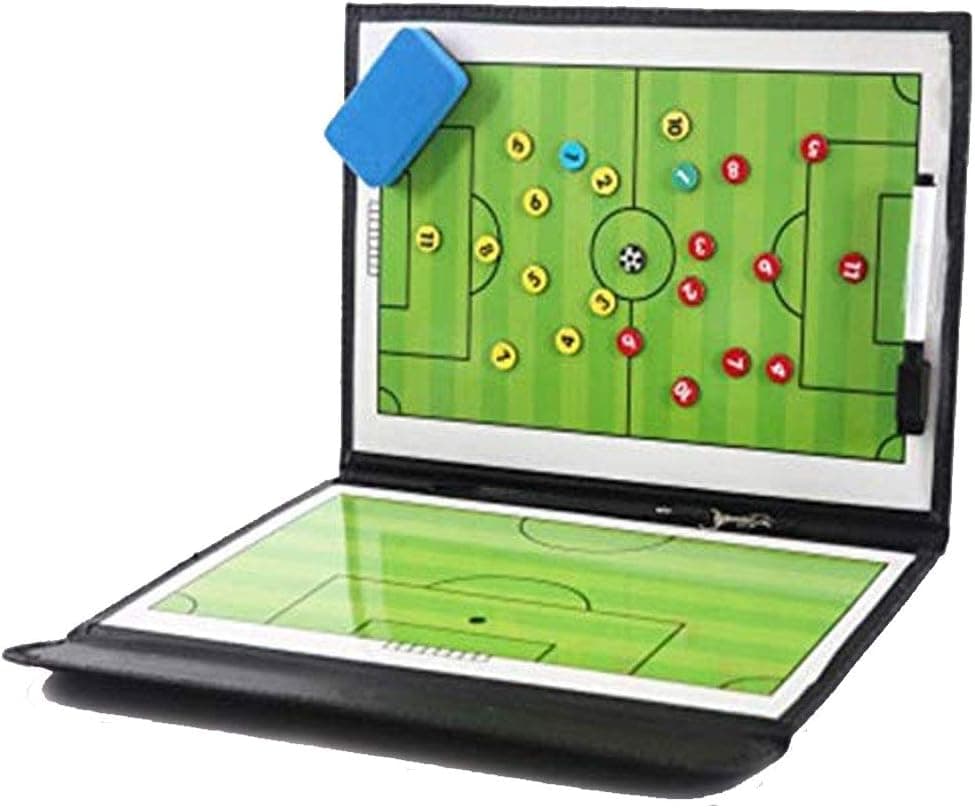 Sporeek Tactic Board for Soccer Coaching Board Portable Football Coach Tool Coaching Clipboard Kit with Marker Pen Dry-Erase Board Full & Half Field View Sides Teaching Board