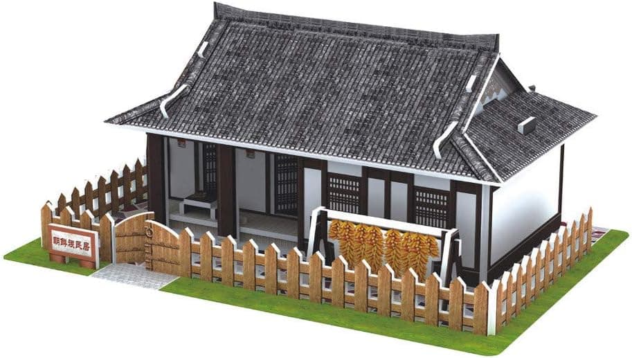 Binory 3D Ancient Dwellings Building Puzzles Hand Assembling DIY Craft Villa House Model Toys Educational Pretend Toys Brain Teaser Birthday Gift for Kids Boys Girls Adults(Korean House)