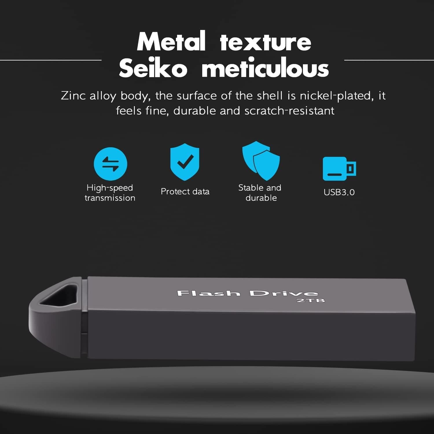 USB Flash Drive 2TB, Portable Thumb Drives 2000GB USB 3.0 Memory Stick, Ultra Large Storage USB 3.0 Drive, High-Speed 2000GB Jump Drive, 2TB Swivel Design Zip Drive for Laptop/PC