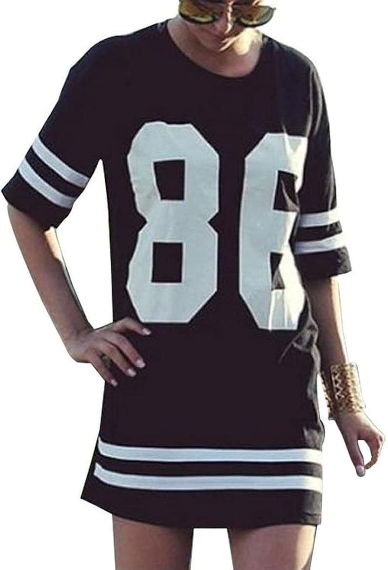 Amoin Women's Baseball T Shirt Top Loose Dress