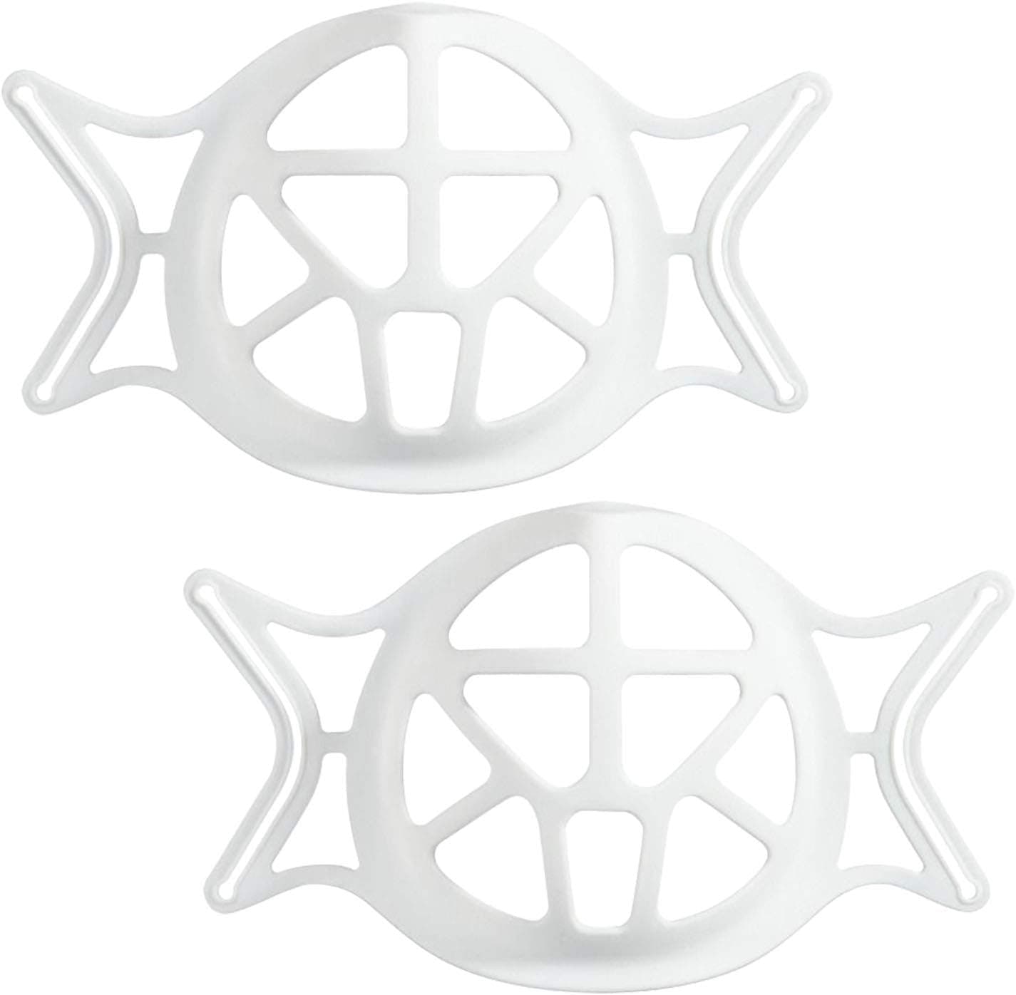 Upgraded 3D Face Bracket, Silicone Inner Support Frame for More Breathing Space, Keep Fabric off Mouth, Cool Lipstick Protection Stand, Reusable & Washable (White-2PCS)