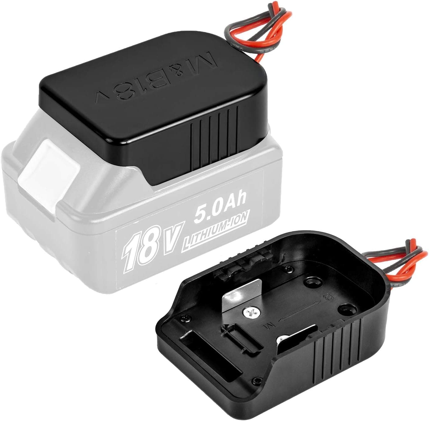 Battery Adapter Power Wheels Adapter Compatible with 18V Battery BL1860B BL1850B BL1830B Power Mount Connector Adapter Dock Holder with 14 awg Wires