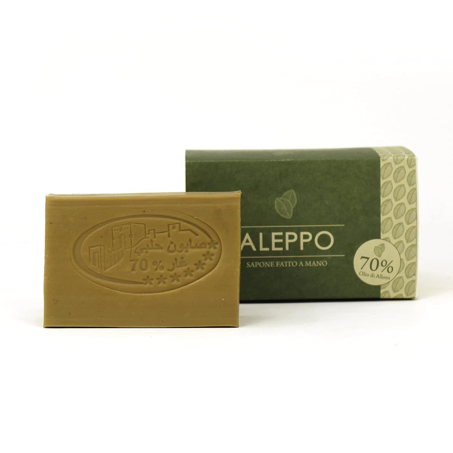 LYNPHA VITALE Aleppo Soap Bar with Olive Oil and 70% of Laurel Oil – Original Recipe - Handmade and Organic Soap - Natural Product Suitable for Sensitive Skins – Ideal as Body Soap and Shampoo- 125 gr