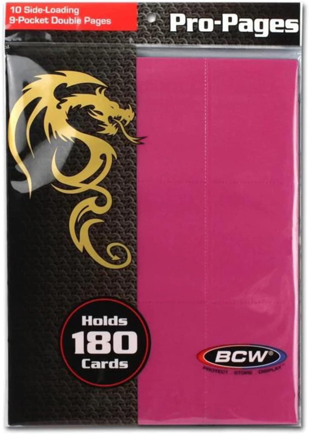 BCW 1-PRO18S-PNK Side Loading 18-Pocket Pro Pages - Pink