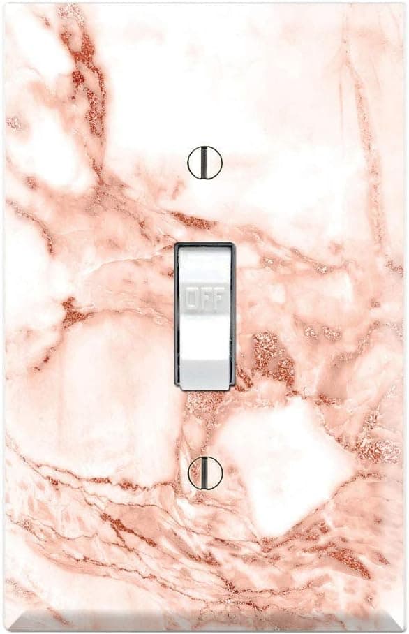 Graphics Wallplates - Rose Gold Marble Background Print - Single Toggle Wall Plate Cover