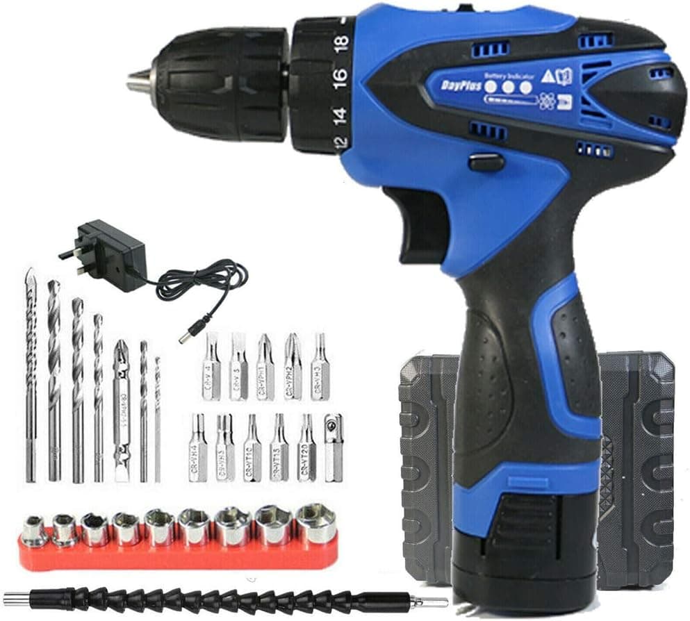 Impact Drill 16.8V Lightweight for Home, Variable Speed 35Nm, Cordless Drills Set, 1500mAh Rechargeable Battery + Fast Charger, with Carry Box