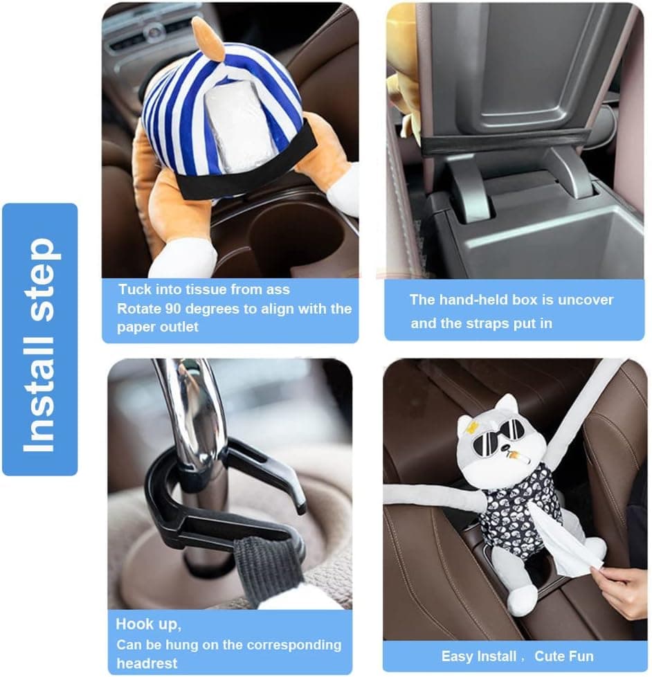 YEYSXSY Tissue Box Holder for Car Car Tissues Holder Creative Doll Tissue Box Car Backrest Armrest Box Tissue Holder