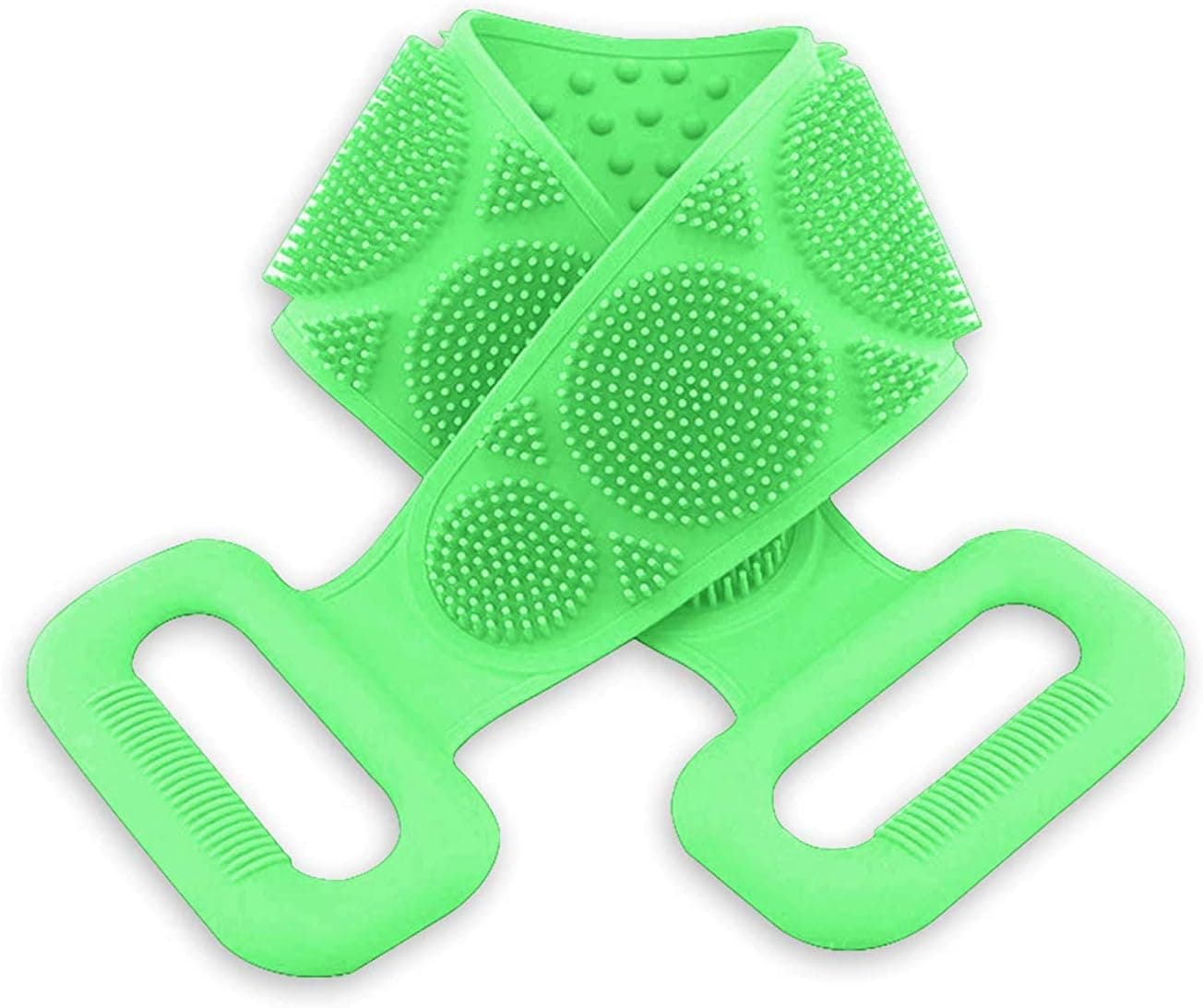FaroDor Silicone Bath Body Brush- Exfoliating Long Silicone Body Back Scrubber, Back Washer Soft and Safe for Men, Women & Children Green