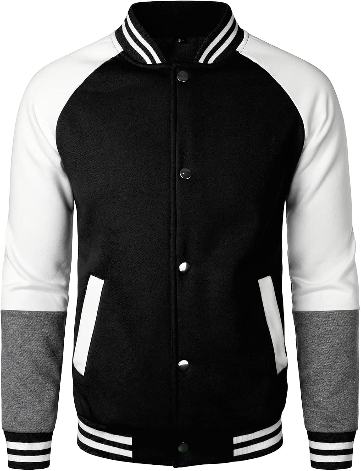 HOOD CREW Mens Streetwear Fashion Varsity Jackets Novelty Contrast Color Bomber Jacket