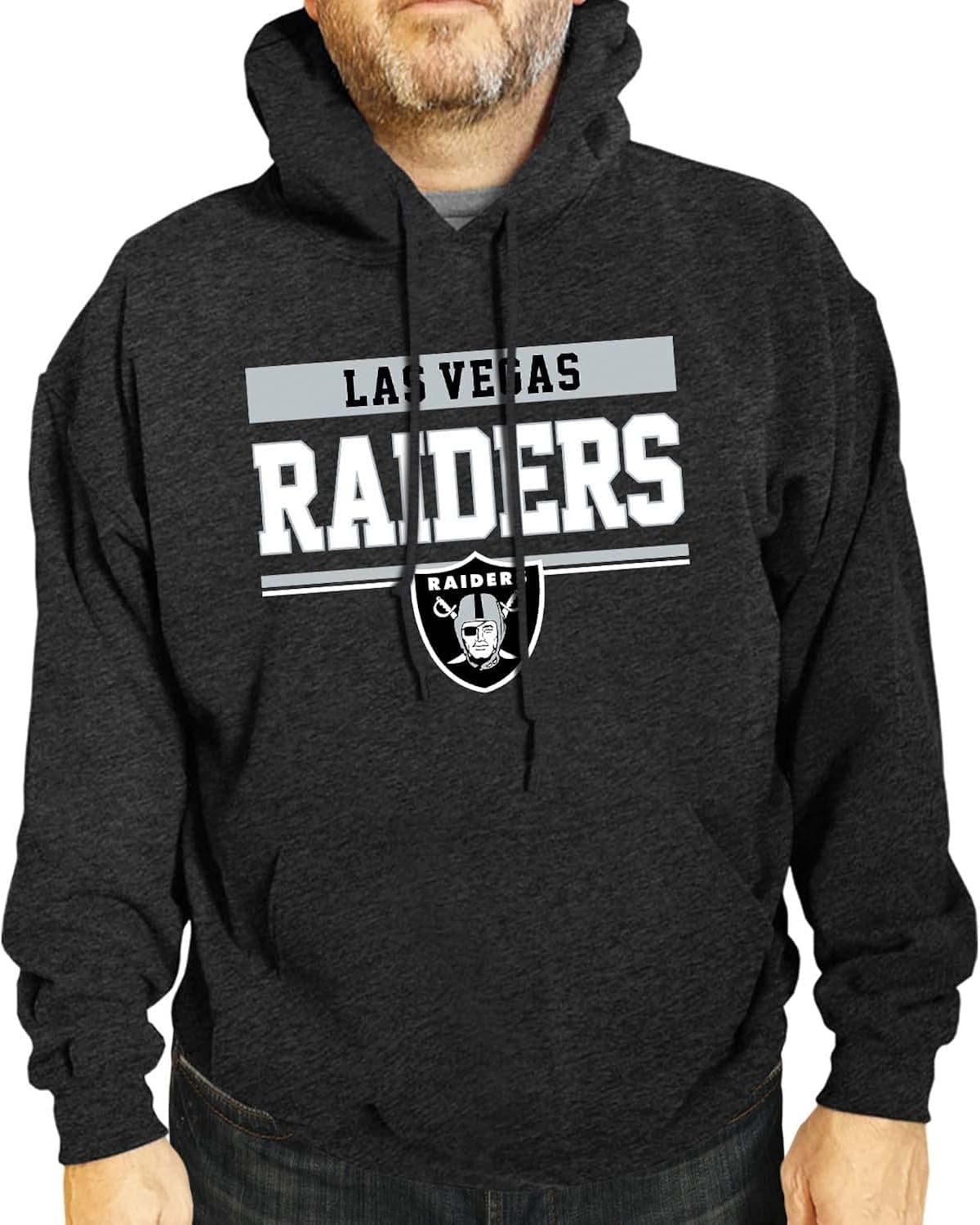 NFL Long Sleeve Charcoal Hooded Sweatshirt, Adult Gameday Apparel, Unisex Hoodies Men and Women