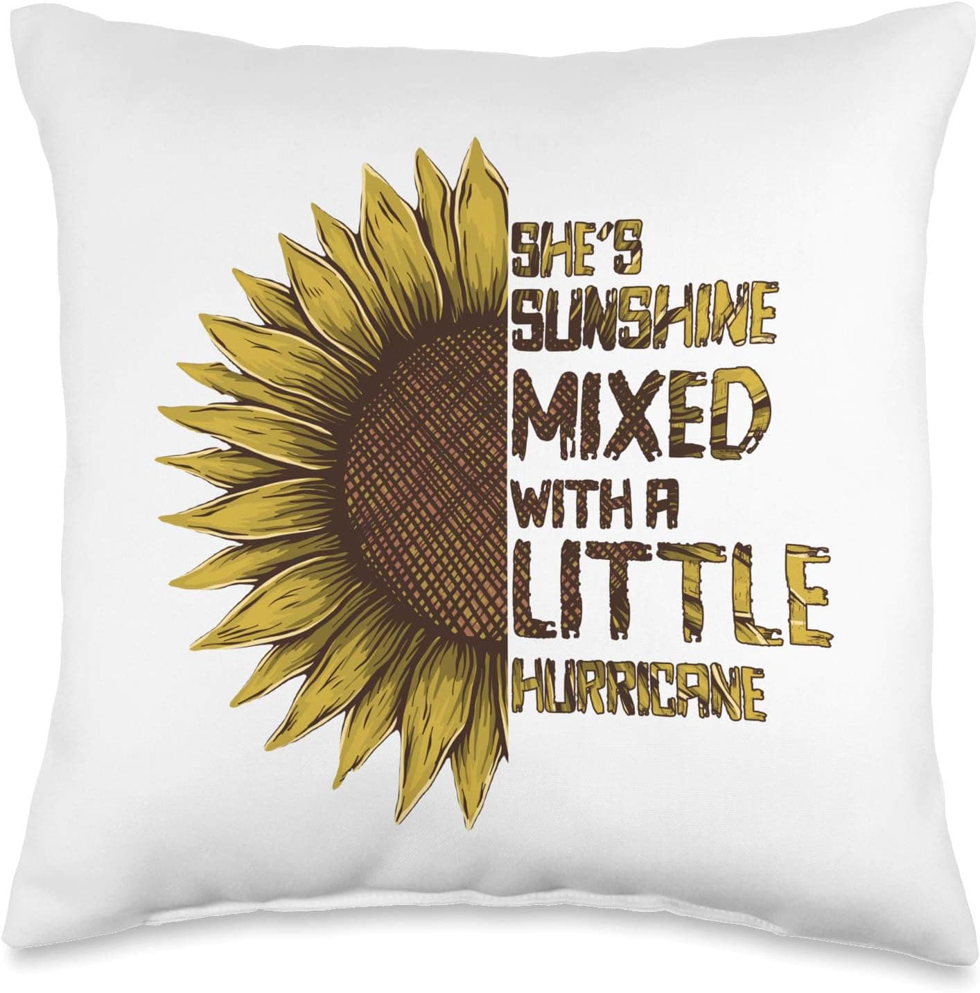 Great moms & Grandmas sunflower gifts Women She's Sunshine Mixed Hurricane Sunflower Lovers Throw Pillow, 16x16, Multicolor