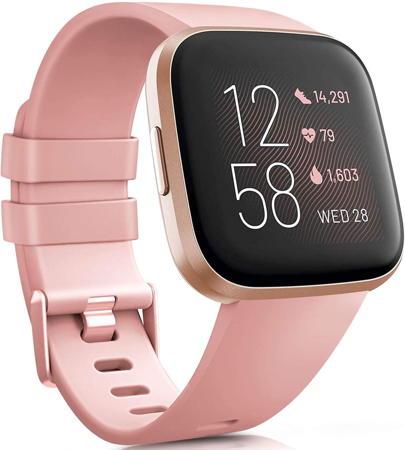 VANCLE Bands Compatible with Fitbit Versa Bands for Women Men Rose Gold Silicone Wristbands for Fitbit Versa Bands/Fitbit Versa Lite Bands/Fitbit Versa 2 Bands