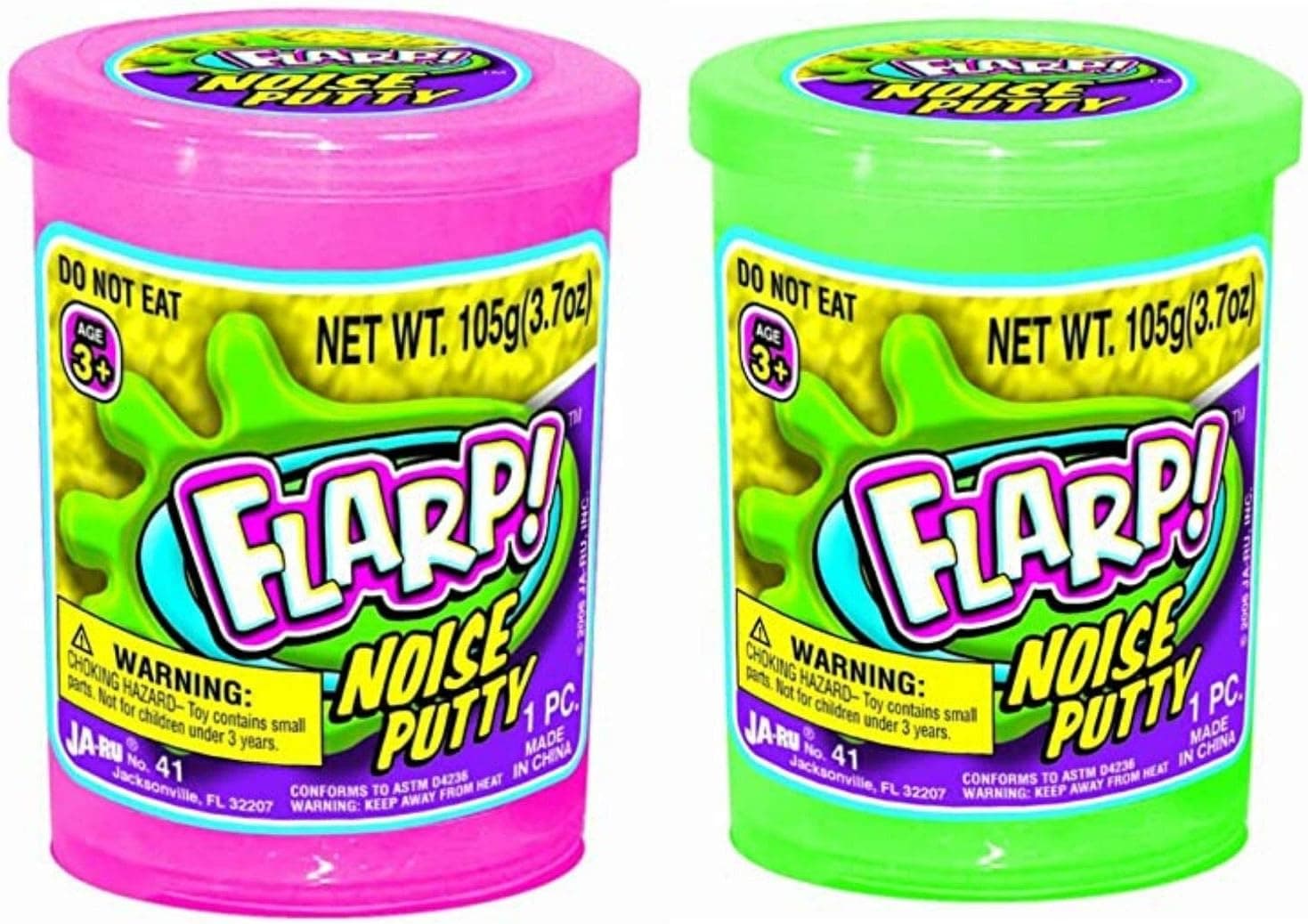 The #1 Flarp Noise Putty (2 Pack) - Fart Putty Slime Energizing Bundle - It Makes Fart Noises - Super Soft Pink and Green Slime- 2 Pack Energizing Style (Click for More Variations)