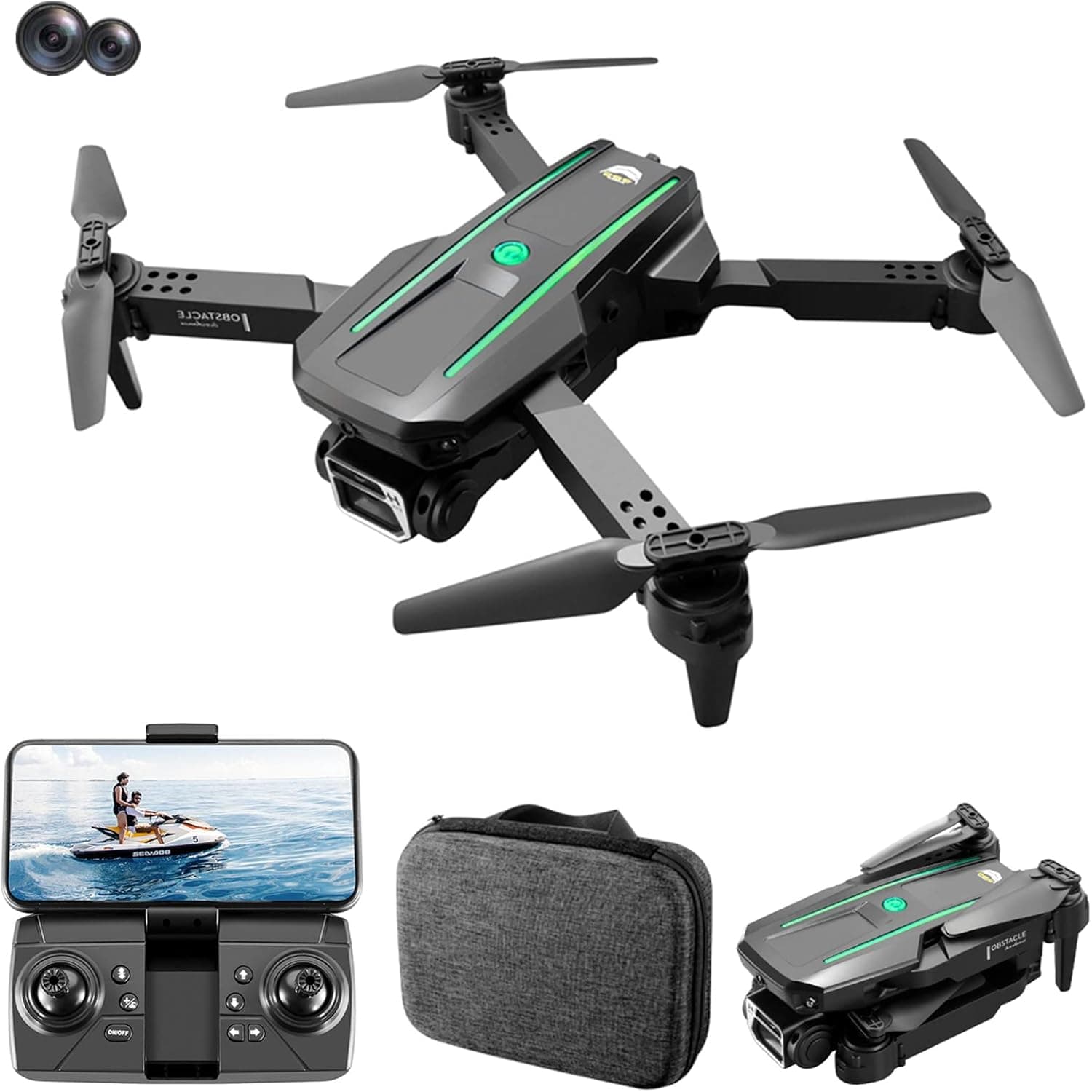 EEkore 1080P Drone with Camera for Kids. Mini Drone with HD FPV Camera Remote Control Toys Gifts for Boys Girls, Altitude Hold, Headless Mode, One Key Start Speed Adjustment,Foldable