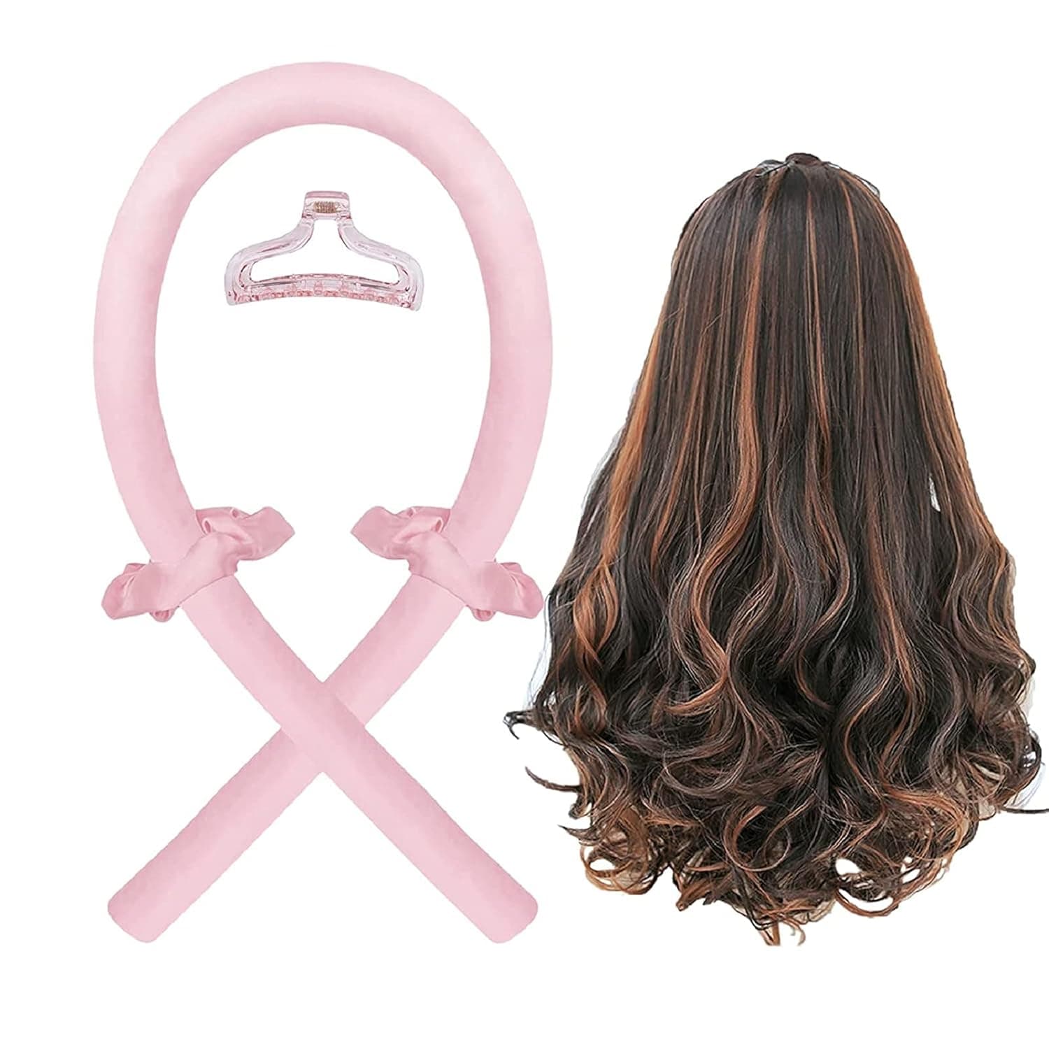 Heatless Curling Rod Headband,No Heat Silk Ribbon Hair Curlers for Overnight,Curls Headband Waves Formers Hair Curlers,Lazy Curler Set for Long Medium Hair DIY Hair Curlers Styling Kit Tools (Pink)