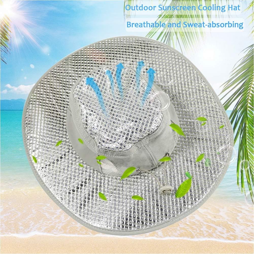 Hydro Cooling Sun Hat Summer Sunscreen Heatstroke Hat UV Protection Hat Caps Wide Brim Outdoor Hot Weather Cooling Hat Breathable Bucket Fishing Hats for Men Women Gardening Beach Camping Grey