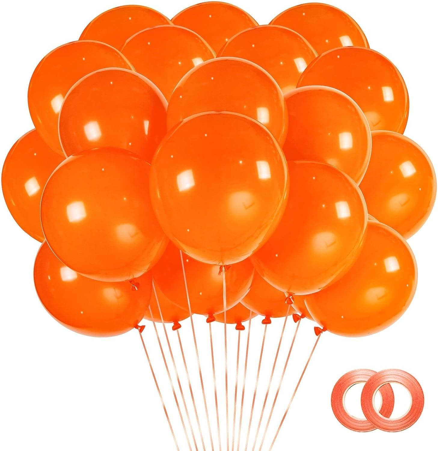 100pcs Orange Balloons, 12 inch Latex Balloons, Thickened Burnt Orange Party Balloons for Birthday Baby Shower Gender Reveal Graduation Party Decorations(With 2 Orange Ribbons)
