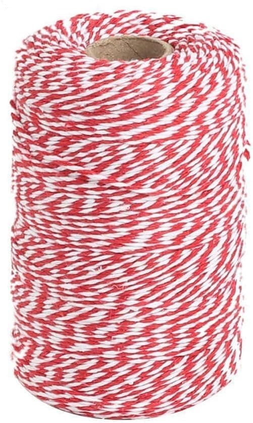 656 Feet Red and White Twine, Gift Twine String, Cotton Baker's Twine Cotton Cord Crafts Gift Twine String for Crafts, Gift Wrapping, Party, Baking and Holiday
