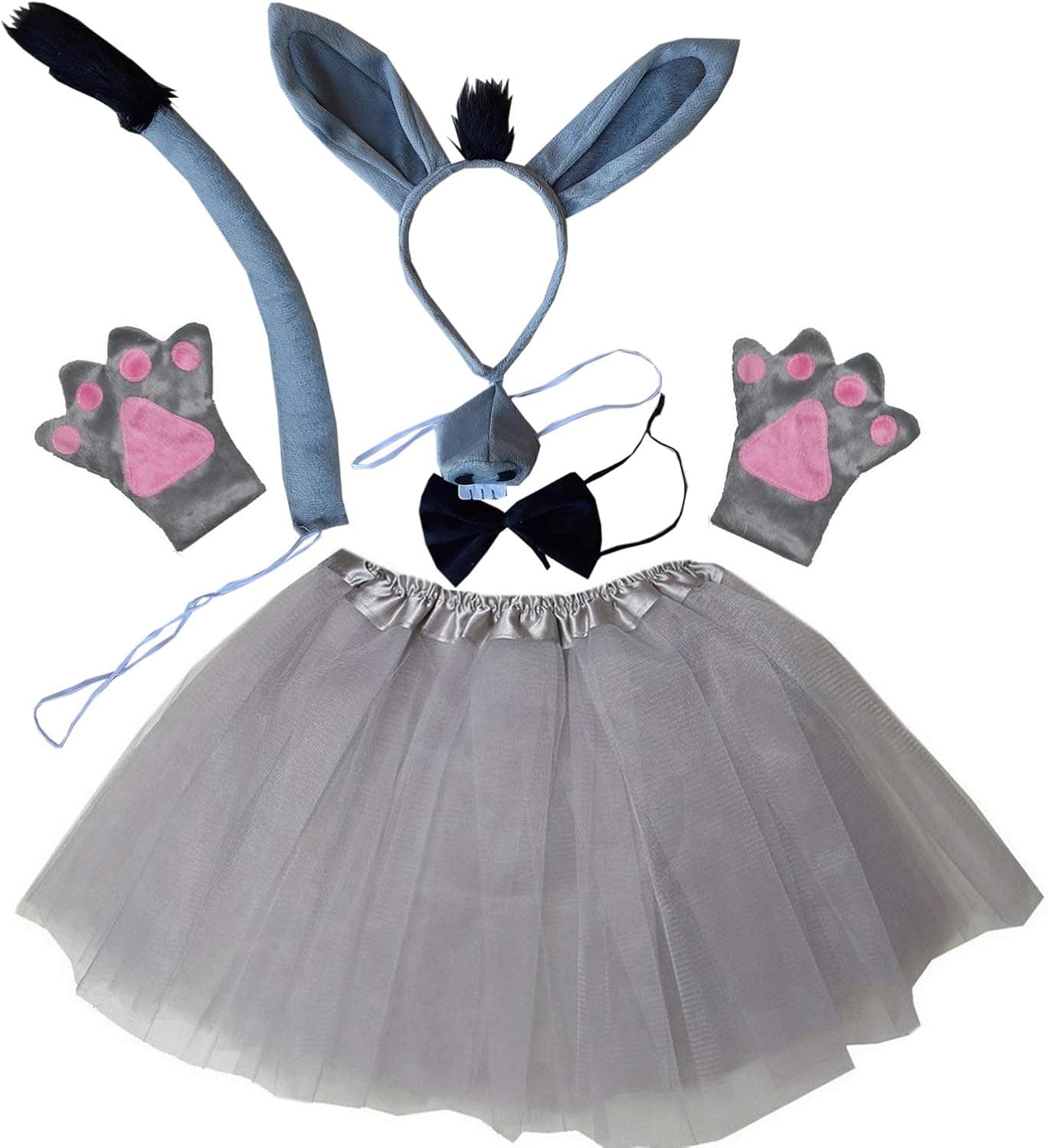 Kirei Sui Kids Animal Costume Brown Bear Pig Black Cat Donkey Kangaroo Tiger Monkey Tutu Ear Headband Bowtie Tail Paws